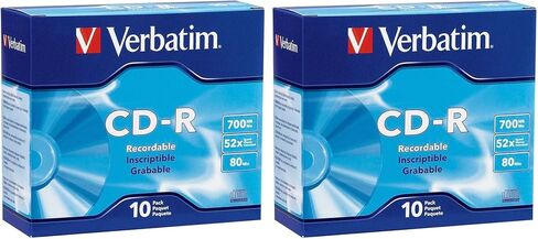 القرص القابل للتسجيل في Verbatim CD-R ، 700 ميجابايت/80 دقيقة ، 52x ، حالة جوهرة نحيفة ، فضية ، 10/حزمة (حزمة 2) in Saudi Arabia
