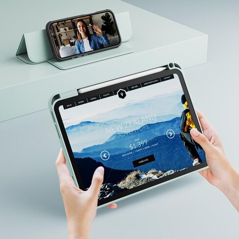 حالة لـ A16 IPAD 11th Generation 11 Inch (2025) ، iPad 10th Generation 10.9 inch (2022) ، 2 في 1 غطاء قابل للفصل مع وجود غطاء ثلاثي مغناطيسي واضح مع حامل قلم رصاص ، وردي in Kuwait