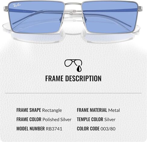 Ray-Ban RB3741 EMY BIO-BASED Rectangle Shaped Sunglasses for Men & Women with Official RAYBAN Eyewear Kit in Saudi Arabia