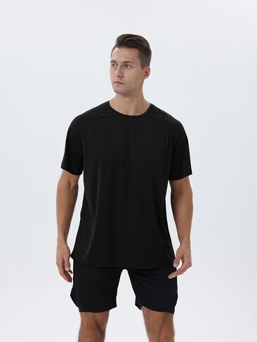 Men's Quick-Dry Breathable Short-Sleeve Tee, Lightweight & Skin-Friendly, for Running, Gym & Daily (Gray/Black/Lake Green) in Saudi Arabia