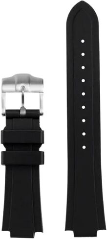 متوافق مع حزام ساعة Tudor Pelagos 25500 25600 المطاطي المقاوم للماء 22-12 مم حزام ساعة من السيليكون الناعم المحدب للرجال بإبزيم فولاذي (دبوس فضي أسود) in Saudi Arabia