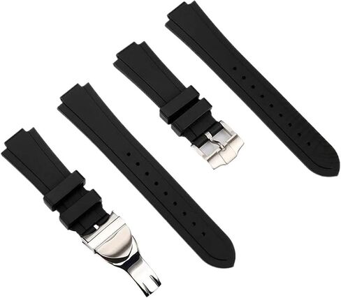 متوافق مع حزام ساعة Tudor Pelagos 25500 25600 المطاطي المقاوم للماء 22-12 مم حزام ساعة من السيليكون الناعم المحدب للرجال بإبزيم فولاذي (دبوس فضي أسود) in Saudi Arabia