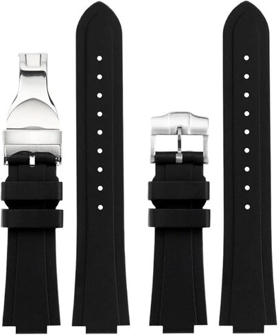 متوافق مع حزام ساعة Tudor Pelagos 25500 25600 المطاطي المقاوم للماء 22-12 مم حزام ساعة من السيليكون الناعم المحدب للرجال بإبزيم فولاذي (دبوس فضي أسود) in Saudi Arabia