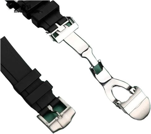 متوافق مع حزام ساعة Tudor Pelagos 25500 25600 المطاطي المقاوم للماء 22-12 مم حزام ساعة من السيليكون الناعم المحدب للرجال بإبزيم فولاذي (دبوس فضي أسود) in Saudi Arabia