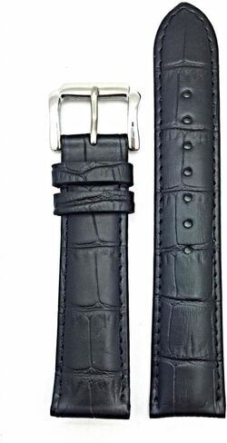 18mm Black Genuine Leather Watchband | Alligator Crocodile Grain, Lightly Padded Replacement Watchstrap that brings New Life to Any Watch (Mens Standard Length) in Saudi Arabia