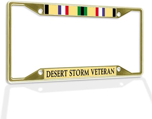 Fastasticdeals Metal Insert License Plate Frame Desert Storm Veteran D Weatherproof Car Accessories Black 4 Holes Solid Insert in Saudi Arabia