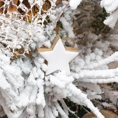 AuldHome Design Farmhouse Star Ornaments (12-Pack, White); Wood w/White Enamel 2-Inch Star Christmas Decorations, Retro Vintage Enamelware Style in Kuwait