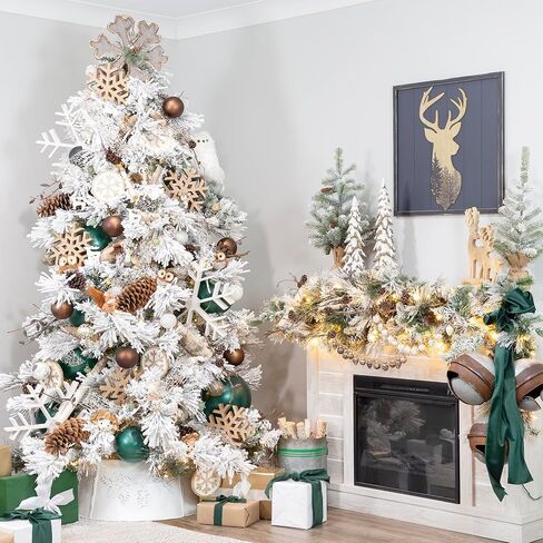 AuldHome Design Farmhouse Star Ornaments (12-Pack, White); Wood w/White Enamel 2-Inch Star Christmas Decorations, Retro Vintage Enamelware Style in Kuwait