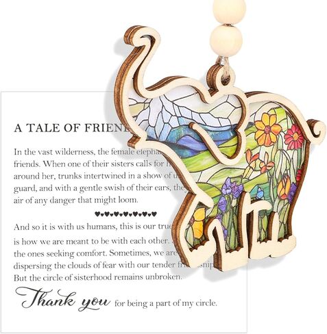 Friendship Elephant Ornament with Story Card, Elephant Ornament for Women Cute Flower Pattern Best Friends Sisterhood Friendship Gifts for Women (Style 1) in Kuwait