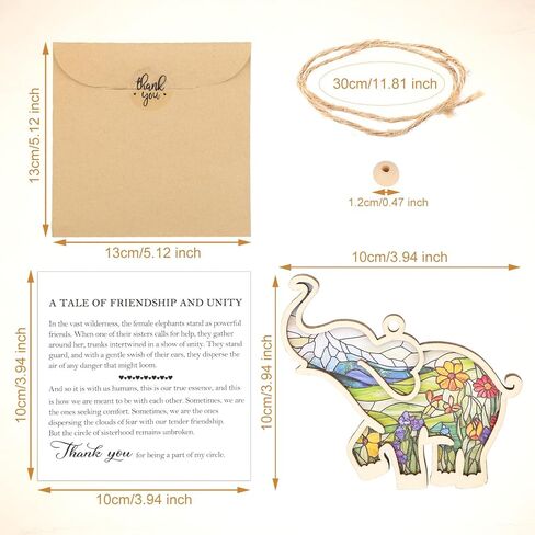 Friendship Elephant Ornament with Story Card, Elephant Ornament for Women Cute Flower Pattern Best Friends Sisterhood Friendship Gifts for Women (Style 1) in Kuwait