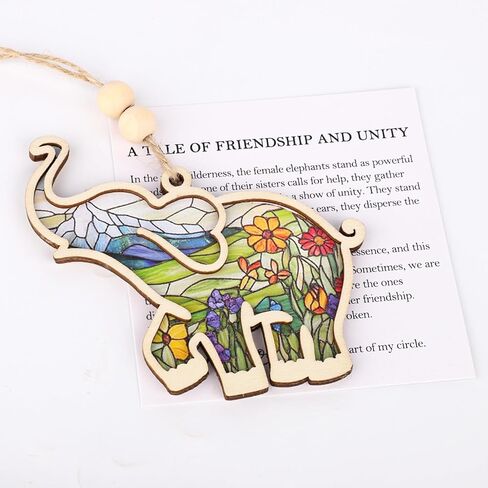 Friendship Elephant Ornament with Story Card, Elephant Ornament for Women Cute Flower Pattern Best Friends Sisterhood Friendship Gifts for Women (Style 1) in Kuwait
