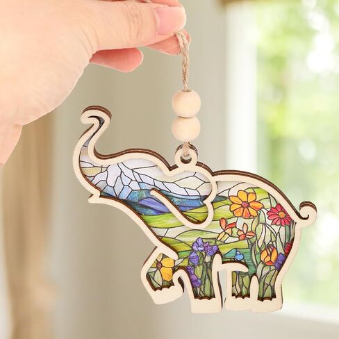Friendship Elephant Ornament with Story Card, Elephant Ornament for Women Cute Flower Pattern Best Friends Sisterhood Friendship Gifts for Women (Style 1) in Kuwait