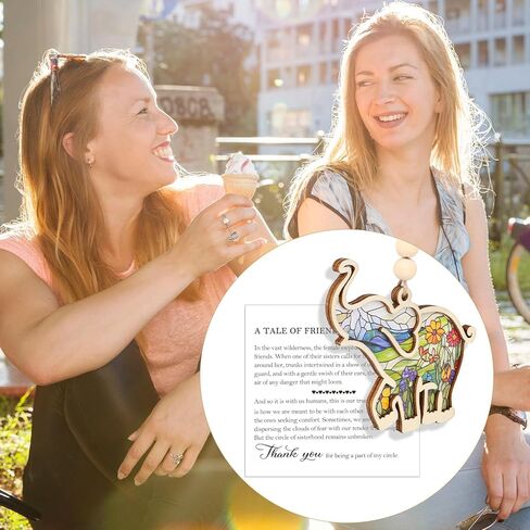 Friendship Elephant Ornament with Story Card, Elephant Ornament for Women Cute Flower Pattern Best Friends Sisterhood Friendship Gifts for Women (Style 1) in Kuwait