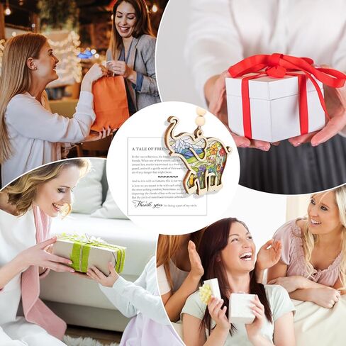 Friendship Elephant Ornament with Story Card, Elephant Ornament for Women Cute Flower Pattern Best Friends Sisterhood Friendship Gifts for Women (Style 1) in Kuwait