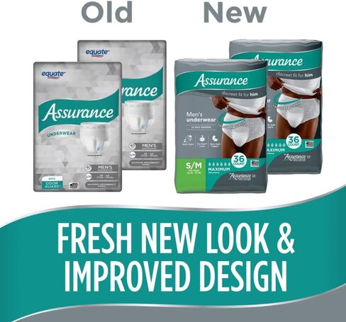 Generic Assurance Underwear for Men, Maximum Absorbency, Small/Medium, 72 ct Total [2 Pack of 36ct ], Grey in Saudi Arabia