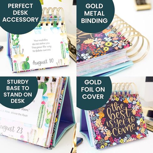 bloom daily planners Undated Perpetual Desk Easel Motivational Inspirational Standing Flip Calendar - Page a Day - (5.25" x 5.5") - Daily Mindfulness Reflection Questions in Kuwait
