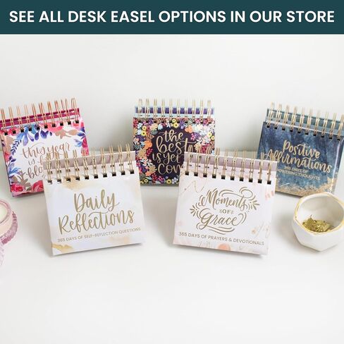 bloom daily planners Undated Perpetual Desk Easel Motivational Inspirational Standing Flip Calendar - Page a Day - (5.25" x 5.5") - Daily Mindfulness Reflection Questions in Kuwait