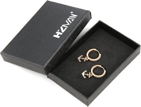 HZMAN Nautical Anchor Dangle Earring for Women 14K Gold Plated Dainty Cubic Zirconia Drop Earrings Jewelry Gift in Saudi Arabia