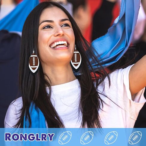 Ronglry أقراط كرة القدم للنساء الملونة الطبقات لعبة يوم قطرة تتدلى الأقراط بريق الأقراط الجلدية للنساء المتدلية عشاق الرياضة الهدايا دمعة الأقراط متعة لعبة يوم كرة القدم المجوهرات للنساء in Kuwait