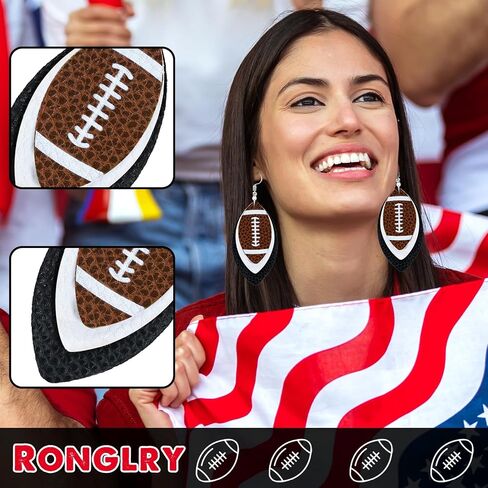 Ronglry أقراط كرة القدم للنساء الملونة الطبقات لعبة يوم قطرة تتدلى الأقراط بريق الأقراط الجلدية للنساء المتدلية عشاق الرياضة الهدايا دمعة الأقراط متعة لعبة يوم كرة القدم المجوهرات للنساء in Kuwait