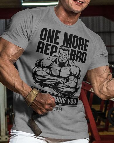قمصان التمرين للرجال، تي شيرت One More Rep Bro Gym بأقوال مضحكة لرفع الأثقال in Saudi Arabia