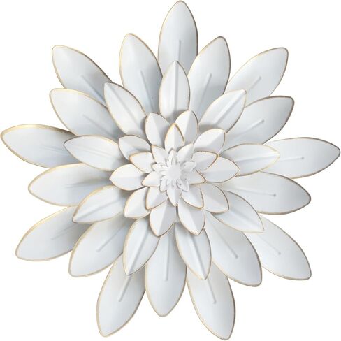 White metal floral wall art decoration and modern floral sculpture wall decoration are suitable for hanging indoors/outdoors/bathroom/kitchen/bedroom/living room/terrace/porch. (2pcs-11" H x 11" W x 1.18" D) in Saudi Arabia