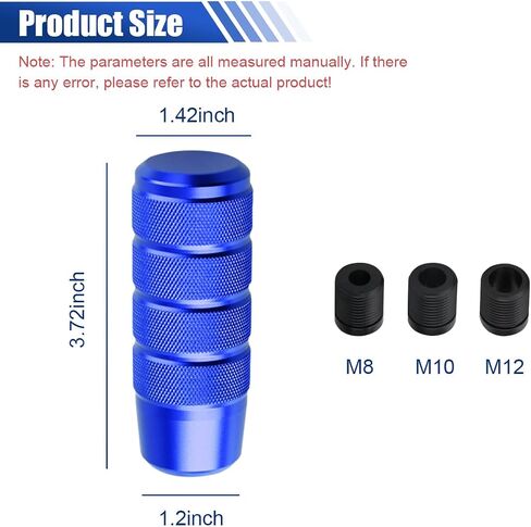 94mm/3.72" Car Shifter Knob - Weighted Aluminum Alloy Car Gear Shift Stick Lever Handle with M8 M10 M12 x 1.25 Threaded Adapters - Universal Manual Knob Lever for Most Vehicles (Black) in Saudi Arabia
