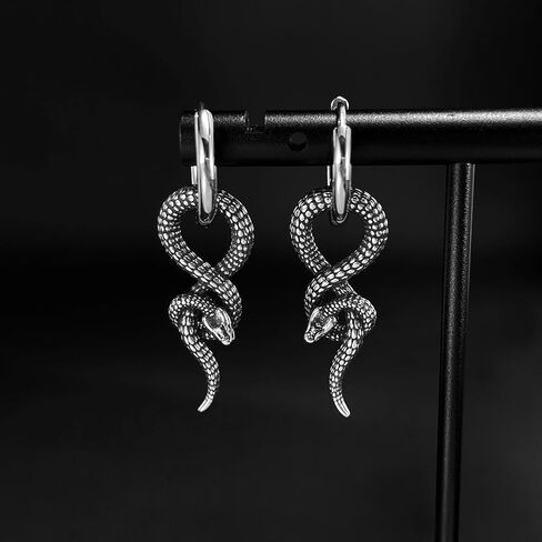 Dark Style Serpentine Earrings, made of stainless steel material, with a unique and cool personality, suitable for trendy parties and daily life in Saudi Arabia