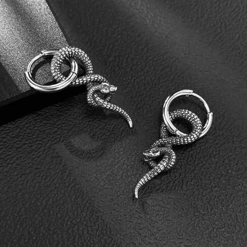 Dark Style Serpentine Earrings, made of stainless steel material, with a unique and cool personality, suitable for trendy parties and daily life in Saudi Arabia