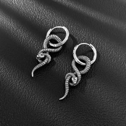 Dark Style Serpentine Earrings, made of stainless steel material, with a unique and cool personality, suitable for trendy parties and daily life in Saudi Arabia