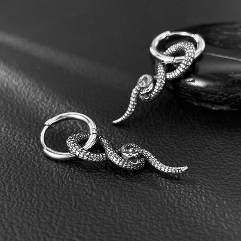 Dark Style Serpentine Earrings, made of stainless steel material, with a unique and cool personality, suitable for trendy parties and daily life in Saudi Arabia