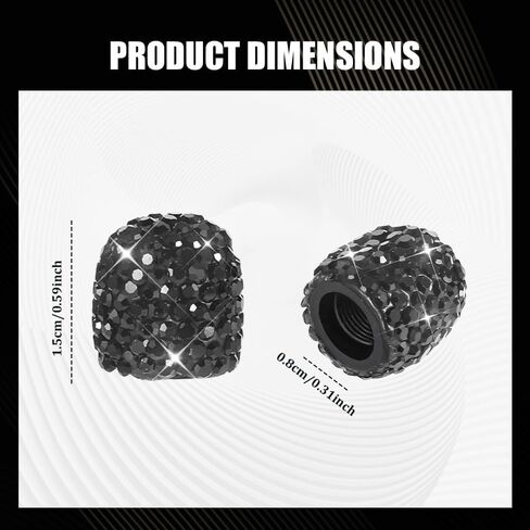 4PCS Bling Crystal Diamond Tire Stem Valve Caps, Tire Valve Stem Covers, Dustproof Car Wheel Tire Valve Caps, Universal Handmade Crystal Rhinestone Car Accessories for Vehicles (Silver) in Saudi Arabia