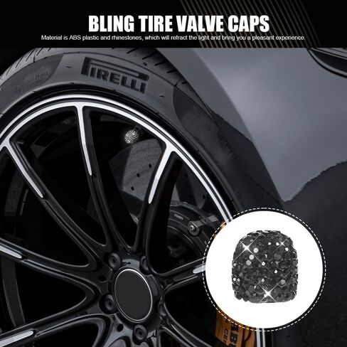 4PCS Bling Crystal Diamond Tire Stem Valve Caps, Tire Valve Stem Covers, Dustproof Car Wheel Tire Valve Caps, Universal Handmade Crystal Rhinestone Car Accessories for Vehicles (Silver) in Saudi Arabia