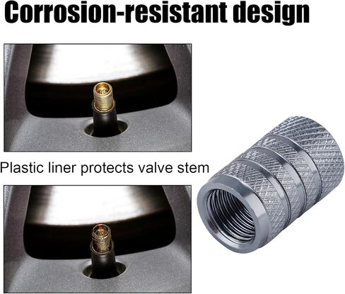 8pcs Replacement Tire Valve Cap, American Flag Tire Valve Caps Tire Valve Stem Cap Cover Grey Tire Valve Caps Tire Pressure Caps Rotating Thread Design Tire Valve Cap Set in Saudi Arabia