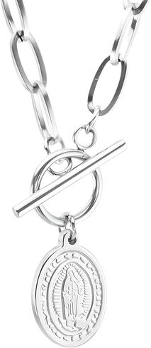 Mary 14K Yellow Gold Saint Coin Toggle Necklace - Sterling Silver Toggle Choker for Women in Kuwait
