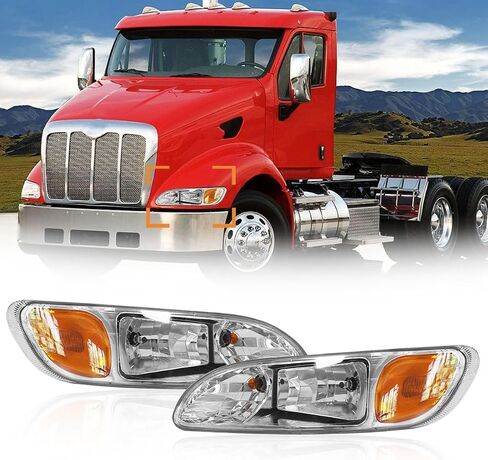 المصابيح الأمامية لـ Peterbilt 387 325 330 335 337 340 348 382 384 386 شاحنة لمبة شعاع عالية ومنخفضة للسائق الأيسر والجانب الأيمن للركاب زوج من المصابيح الأمامية in Saudi Arabia