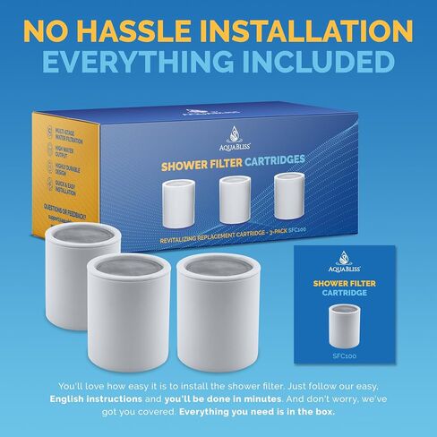 AquaBliss Replacement Cartridge High Output Multi Stage Revitalizing Shower Filter – Reduces Chemicals & Chlorine - Restores PH Balance, Glowing Skin, Strong Nails & Shimmering Hair. 1-Pack (SFC100) in Saudi Arabia