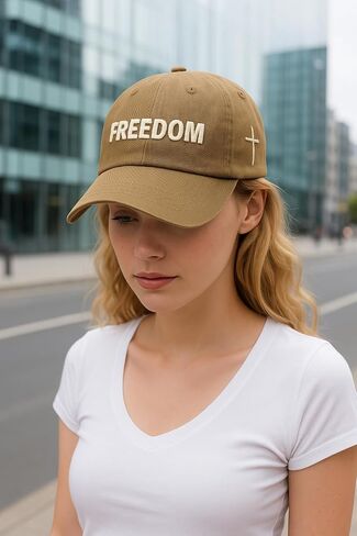 قبعة بيسبول ممزقة مطرزة من Freedom - قبعة أبي قطنية مغسولة عتيقة مع صليب، قبعة ملابس الشارع قابلة للتعديل in Saudi Arabia