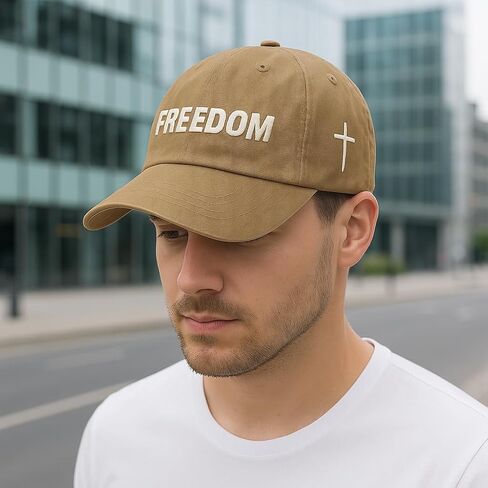 قبعة بيسبول ممزقة مطرزة من Freedom - قبعة أبي قطنية مغسولة عتيقة مع صليب، قبعة ملابس الشارع قابلة للتعديل in Saudi Arabia