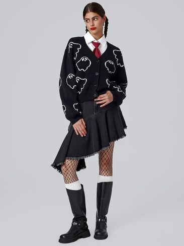 CIDER Halloween V-Neck Ghost Button Cardigan in Saudi Arabia