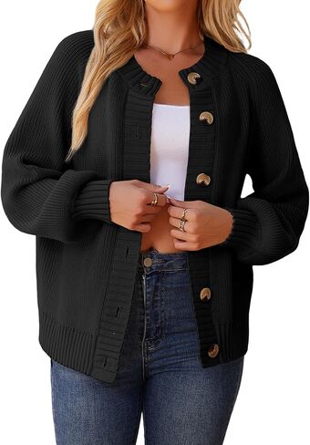 Cardigan Sweaters for Women Crew Neck Chunky Knit Cardigan Button Down Long Sleeve Fall Winter Fashion Clothes in Saudi Arabia