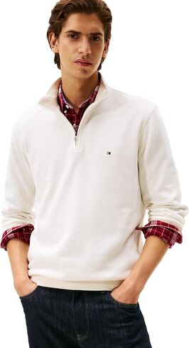 سويت شيرت رجالي من Tommy Hilfiger متوسط ​​الوزن مضلع بسحاب 1/4 in Kuwait