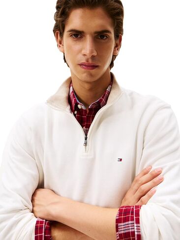 سويت شيرت رجالي من Tommy Hilfiger متوسط ​​الوزن مضلع بسحاب 1/4 in Kuwait