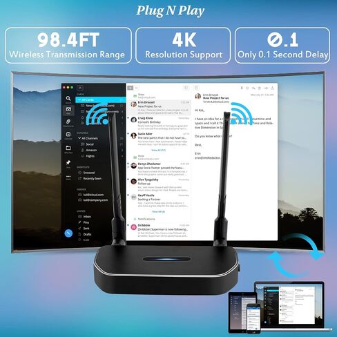 Wireless hdmi Transmitter and Receiver 4K Kit.Two Transmitter Farthest Matching Distance 165FT/50M 5G Video/Audio HDMI Wireless Extender Kit for Laptop,Camera,PC,PS5,Netfix to Monitor,Television in Saudi Arabia