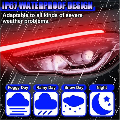 2PCS 12 Inch Car LED Strip Lights, Flexible Waterproof DRL Daytime Running Lights, Dual Color Sequential Flowing Turn Signal Light, Auto Headlight Strip Accessory for Cars (30CM/White&Amber) in Saudi Arabia