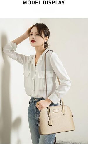 Women's Genuine Top-Grade cowhide Leather Handbags Shell Bag with Detachable Strap and Hardware Lock in Saudi Arabia
