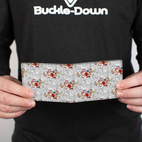 Buckle-Down Wallet Bifold PU The Ren and Stimpy Show Poses Collage Outline Full Color in Saudi Arabia