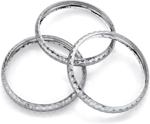 PalmBeach Silvertone Hammered Stack Bracelet (11mm), 8.5 inches in Saudi Arabia