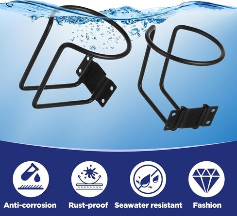 Set of 4 Stainless Steel Wall-Mounted Drink Holders for Boats, Trucks, RVs, Tractors, and Outdoor Wooden Swings - Black Ring Cup Holders in Saudi Arabia