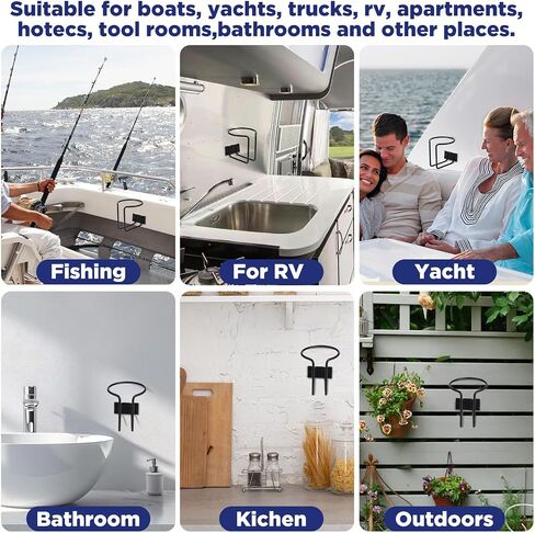 Set of 4 Stainless Steel Wall-Mounted Drink Holders for Boats, Trucks, RVs, Tractors, and Outdoor Wooden Swings - Black Ring Cup Holders in Saudi Arabia